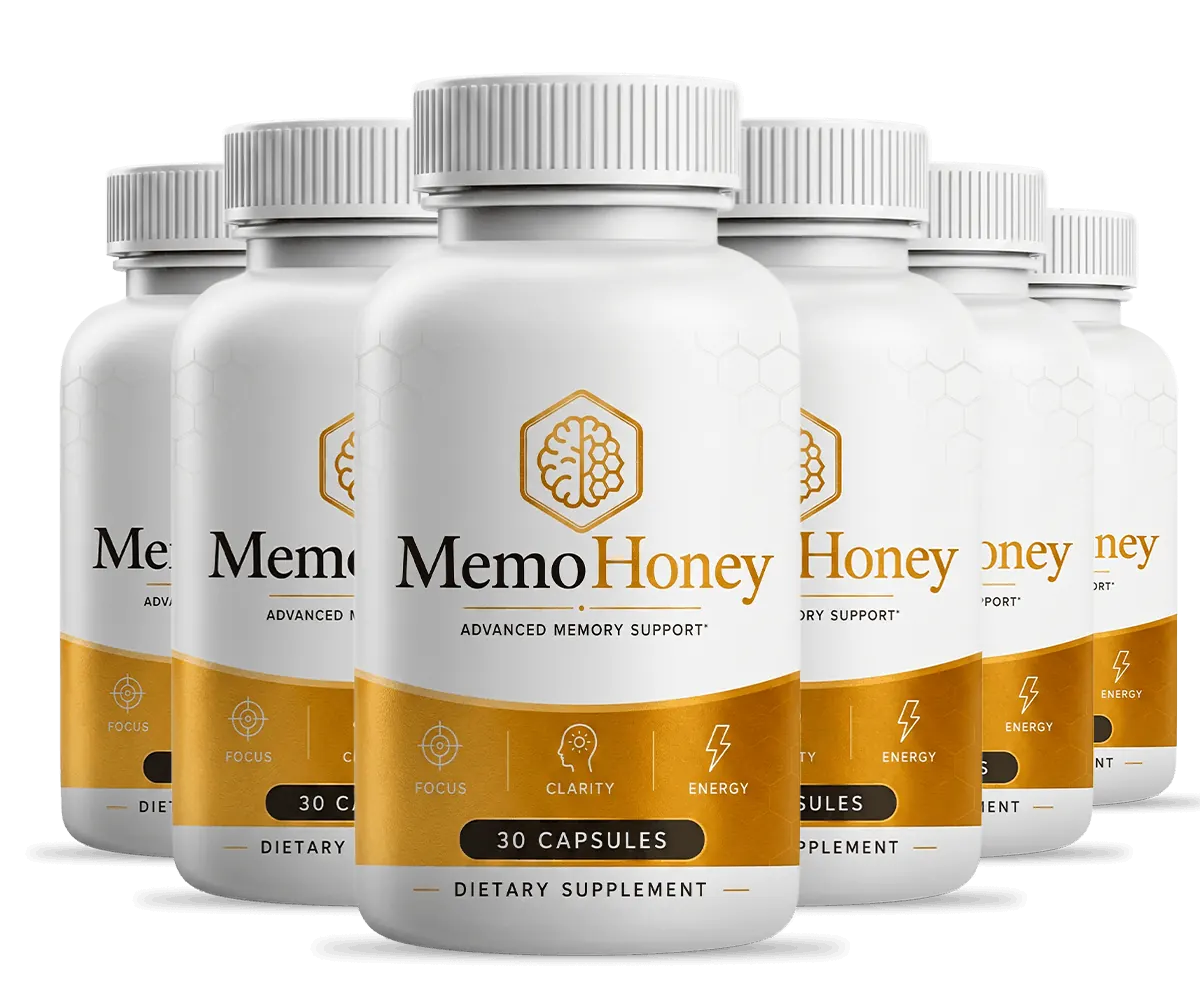MemoHoney 6 bottle package of the memory and mental clarity supplement
